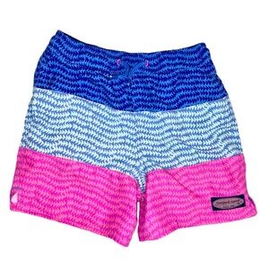 VINEYARD VINES pink blue lined SWIM trunks swimsuit boys size 7